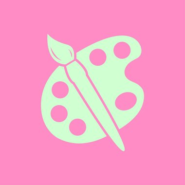 Boya fırça paleti simgesi ile. Düz tasarım stili.