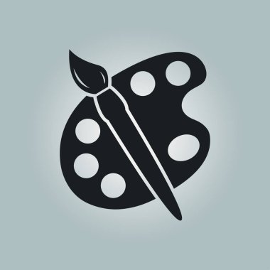 Boya fırça paleti simgesi ile. Düz tasarım stili.