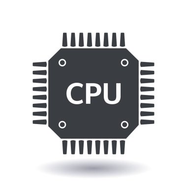 Devre kartı simgesi. Teknoloji düzeni kare simgesi. Düz tasarım stili.