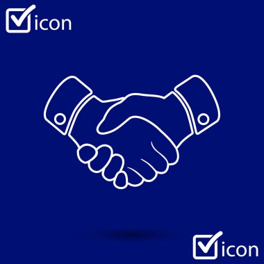 El sıkışma işareti simgesi. Başarılı iş sembolü. Düz tasarım stili.