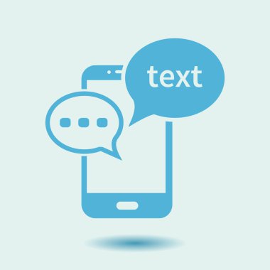 Mobil sohbet simgesi. Cep telefonu Web sohbet ve iletişim temsil eden.