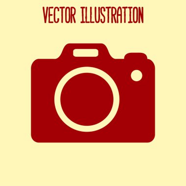Fotoğraf makinesi simgesi. DSLR kamera simgesi. Dijital kamera. Düz tasarım biçimi. 