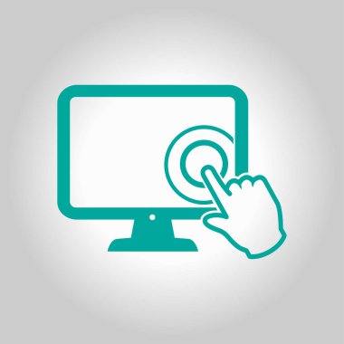 Ekran monitör simgeye dokunun. El işaretçi simgesi.