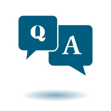 Soru cevap simgesi. Q&A işareti simgesi. Konuşma balonları ile soru ve cevap.