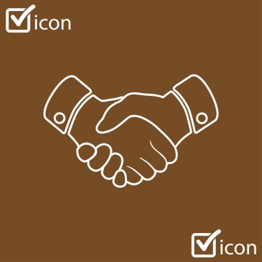 El sıkışma işareti simgesi. Başarılı iş sembolü. Düz tasarım stili.