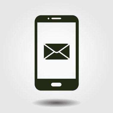Akıllı telefon e- postası veya SMS simgesi. Mobil posta imzası simgesi.
