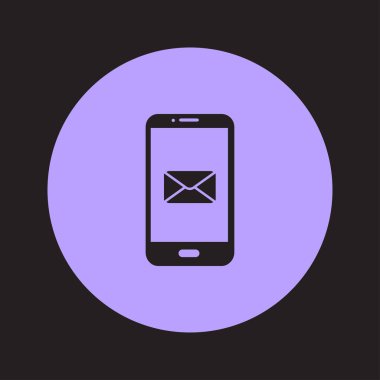 Akıllı telefon e- postası veya SMS simgesi. Mobil posta imzası simgesi.