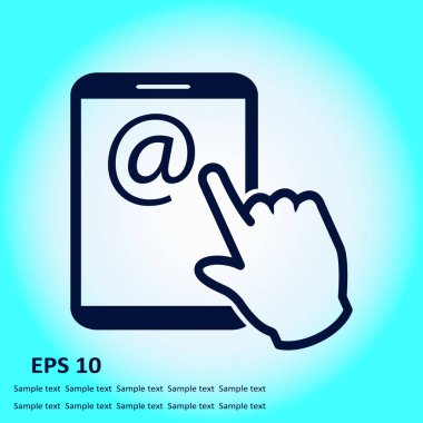 Değmek perde tablet Pc işareti simgesi. El işaretçi simgesi. Posta ekran Tablet PC.