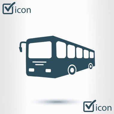 Otobüs işareti simgesi. Toplu taşıma sembolü. Düz tasarım stili.