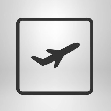 Uçak uçuş biletleri hava sinek seyahat kalkış siluet öğesi. Uçak sembolü. Seyahat etmek simge. Düz tasarım. EPS 10.