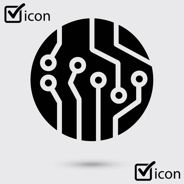 Icône Circuit Imprimé Schéma Technologique Symbole Carré Style Design Plat — Image vectorielle