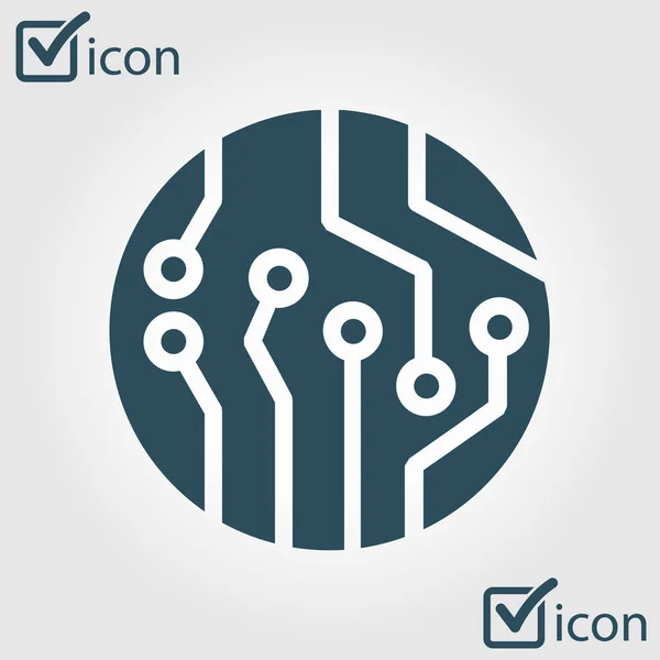 Icône Circuit Imprimé Schéma Technologique Symbole Carré Style Design Plat — Image vectorielle