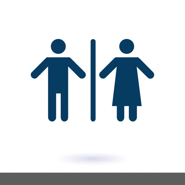 Bord Pictogram Toilet Symbool Mannelijke Vrouwelijke Toilet Platte Ontwerp Rode — Stockvector