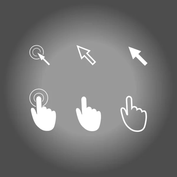 Cursor Pointer Icons Mouse Hand Arrow Click Press Touch Actions — Stock Vector