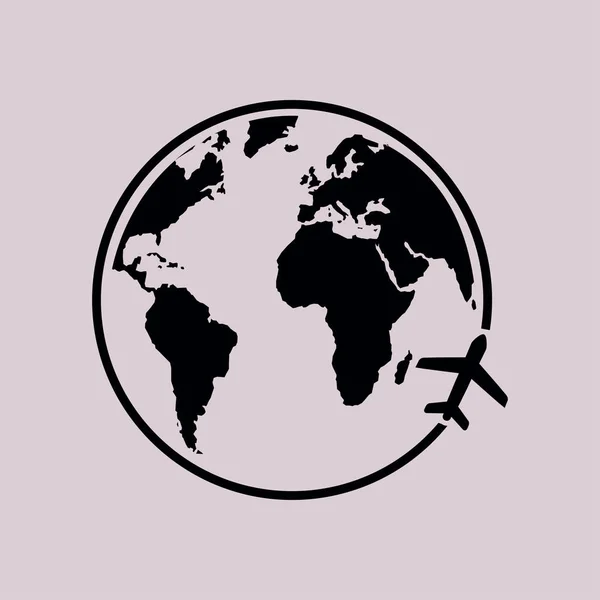 Icono Del Avión Viaje Viaje Alrededor Del Mundo — Vector de stock