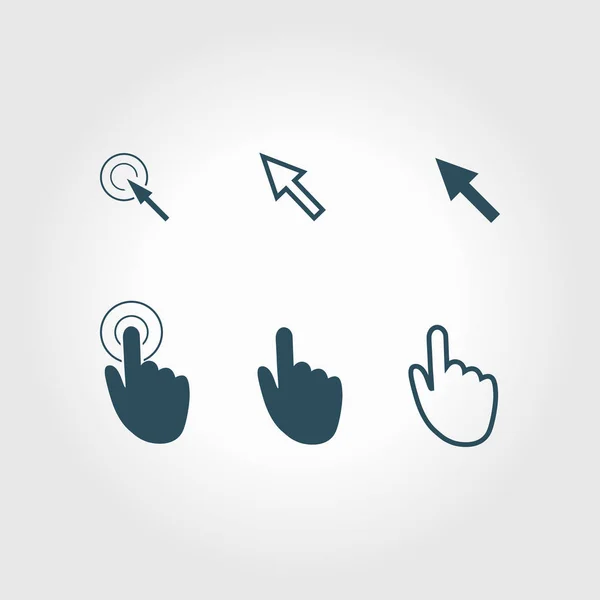 Cursor Pointer Icons Mouse Hand Arrow Click Press Touch Actions — Stock Vector