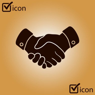 El sıkışma işareti simgesi. Başarılı iş sembolü. Düz tasarım stili.