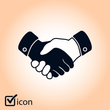 El sıkışma işareti simgesi. Başarılı iş sembolü. Düz tasarım stili.