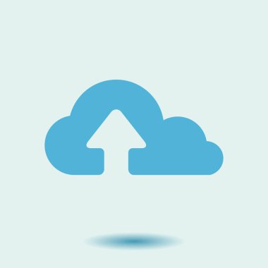 Bulut simgesinden yükleyin. Düğme yükleyin. Düz tasarım stili.