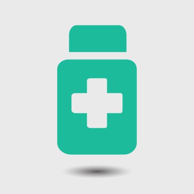 Uyuşturucu simgesi imzala. Haplarla paketi. Düz tasarım stili. Vektör Eps 10.