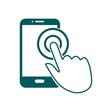 Dokunmatik ekran smartphone işareti simgesi. El işaretçi simgesi. Düz tasarım stili. Vektör Eps 10.