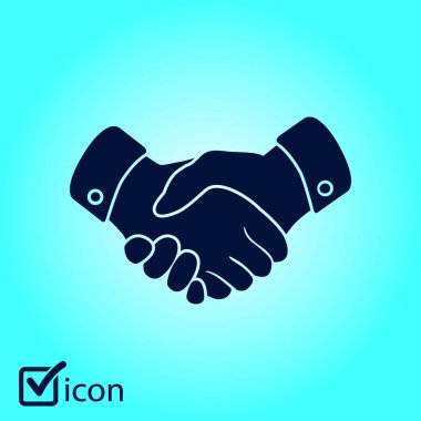 El sıkışma işareti simgesi. Başarılı iş sembolü. Düz tasarım stili.