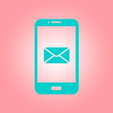 Akıllı telefon e- postası veya SMS simgesi. Mobil posta imzası simgesi.