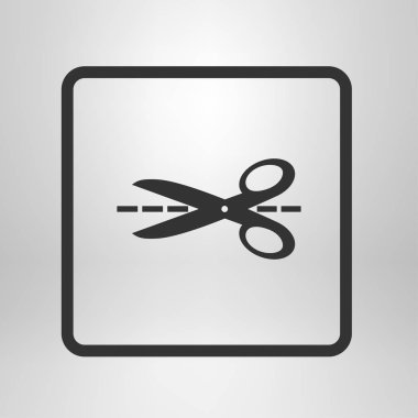 Makas ile kesme hatları simgesi.