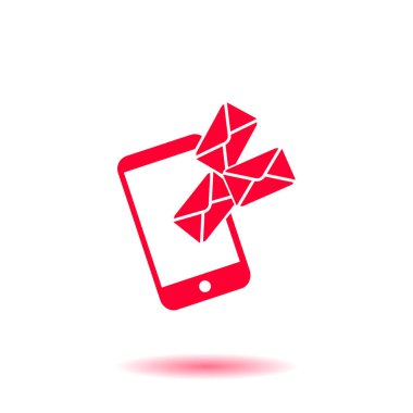 Akıllı telefon e- postası veya SMS simgesi. Mobil posta imzası simgesi.