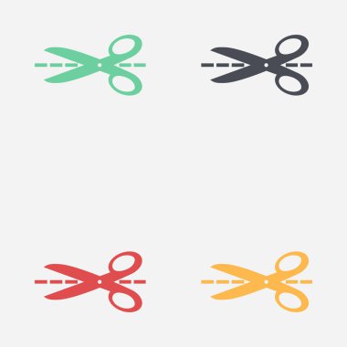 Makas ile kesme hatları simgesi.