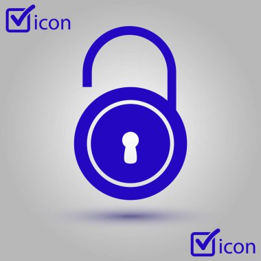 Simgesini kilidini. Düz tasarım stili. Doğrulama tamamlandı kullanıcı.