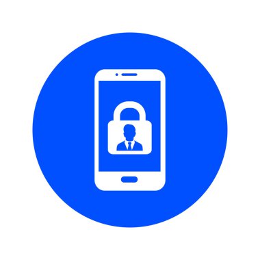 Internet güvenlik kavramı simgesi, kimlik ve koruma sembol telefon ekranında, vektör çizim 