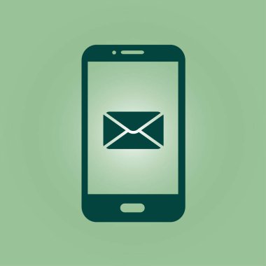 Akıllı telefon e- postası veya SMS simgesi. Mobil posta imzası simgesi.