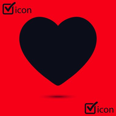 Sevgililer günü, düz kalp simgesi, vektör çizim 