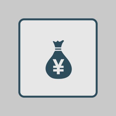 Para çantası simgesi. Yen Jpy para birimi konuşma balonu simgesini. Düz tasarım stili. EPS 10.