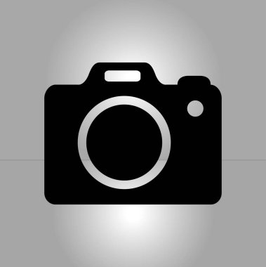 Fotoğraf makinesi simgesi. DSLR kamera simgesi. Dijital kamera. Düz tasarım biçimi. 