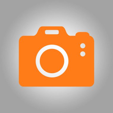 Fotoğraf makinesi simgesi. DSLR kamera simgesi. Dijital kamera. Düz tasarım biçimi. 