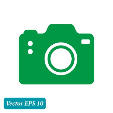 Fotoğraf makinesi simgesi. DSLR kamera simgesi. Dijital kamera. Düz tasarım biçimi. 