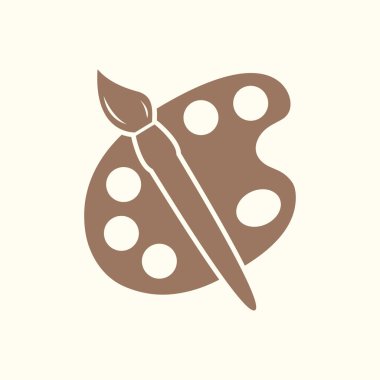 Boya fırça paleti simgesi ile. Düz tasarım stili.