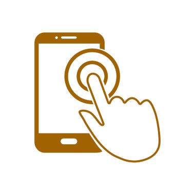 Dokunmatik ekran smartphone işareti simgesi. El işaretçi simgesi. Düz tasarım stili. Vektör Eps 10.