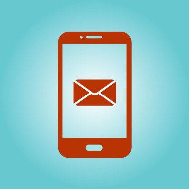 Akıllı telefon e- postası veya SMS simgesi. Mobil posta imzası simgesi.