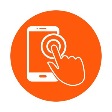 Dokunmatik ekran smartphone işareti simgesi. El işaretçi simgesi. Düz tasarım stili. Vektör Eps 10.