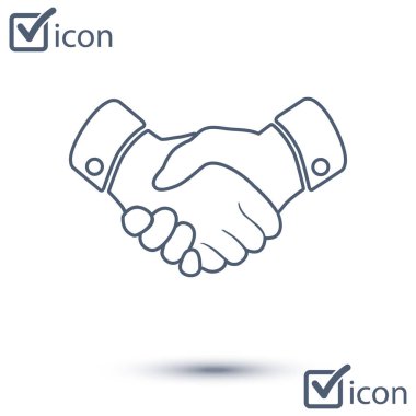 El sıkışma işareti simgesi. Başarılı iş sembolü. Düz tasarım stili.