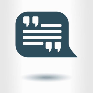 Simge alıntı. Tırnak işareti konuşma balonu sembol. Doğrudan nutuk işareti.