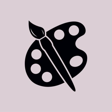 Boya fırça paleti simgesi ile. Düz tasarım stili.