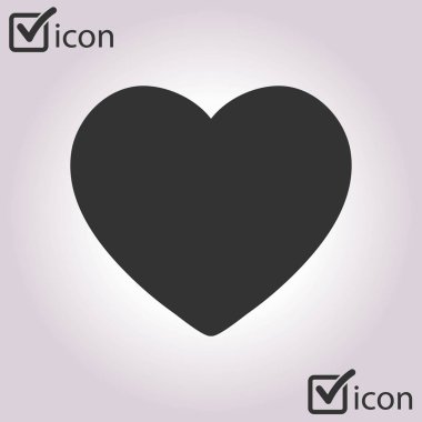 Sevgililer günü, düz kalp simgesi, vektör çizim 