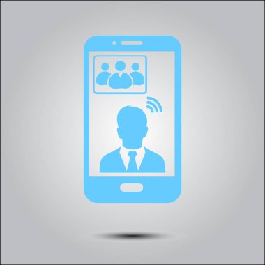 Online konferans akıllı telefon simgesi.