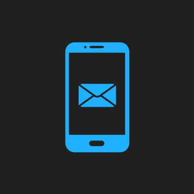 Akıllı telefon e- postası veya SMS simgesi. Mobil posta imzası simgesi.