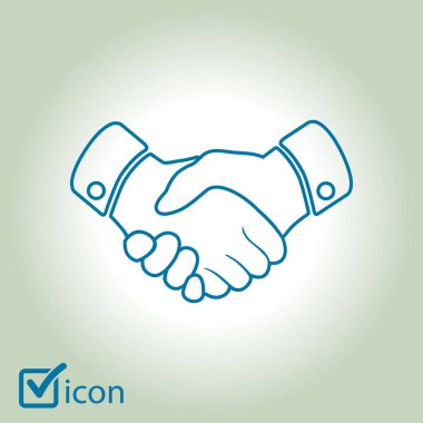 El sıkışma işareti simgesi. Başarılı iş sembolü. Düz tasarım stili.