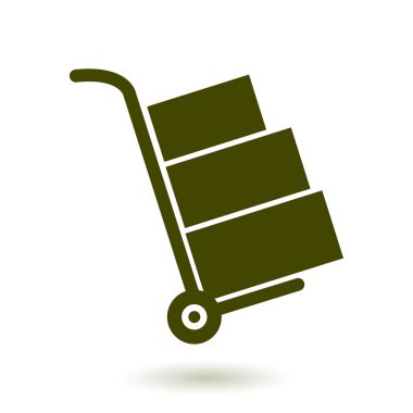 Kutuları simge kamyonla. El kamyon işareti erkek.